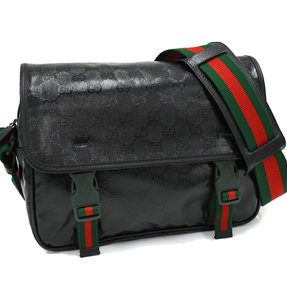 Gucci GG Crystal Messenger Bag Shoulder Black Web Stripe